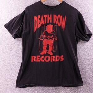Death Row Records Graphic T Shirt Black Red Womens Size L Stretch Hip Hop